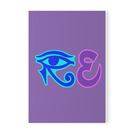 RE's Blue/Lavender Logo Purple Softcover Notebook, A5