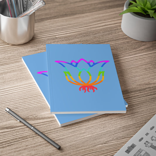 RE's Blue/Lavender Logo Light Blue Softcover Notebook, A5