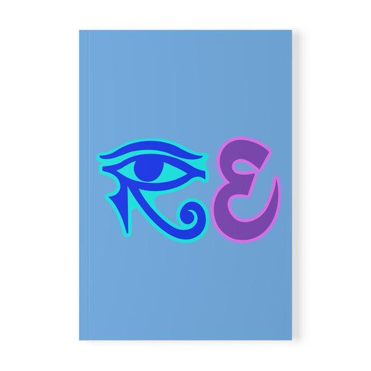 RE's Blue/Lavender Logo Light Blue Softcover Notebook, A5