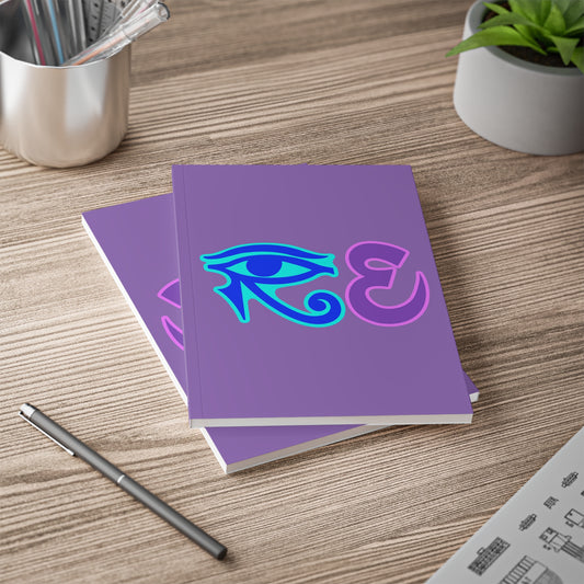 RE's Blue/Lavender Logo Purple Softcover Notebook, A5