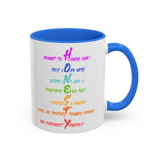 RE's Honesty/RE Blue Cross Colorful Mugs, 11oz