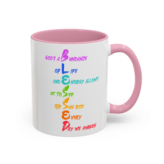 RE's Blessed/RE Pink Cross Colorful Mugs, 11oz