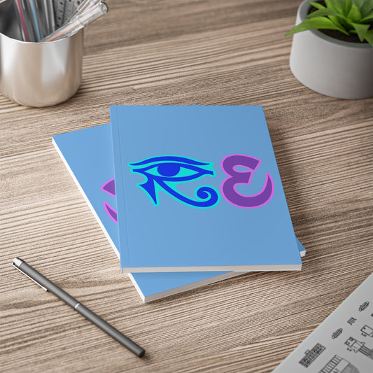 RE's Blue/Lavender Logo Light Blue Softcover Notebook, A5