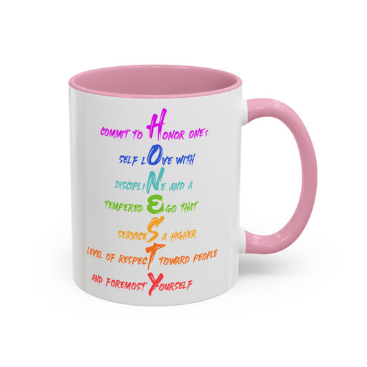RE's Honesty/RE Pink Cross Colorful Mugs, 11oz