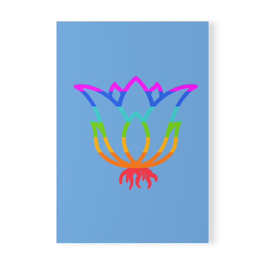 RE's Blue/Lavender Logo Light Blue Softcover Notebook, A5