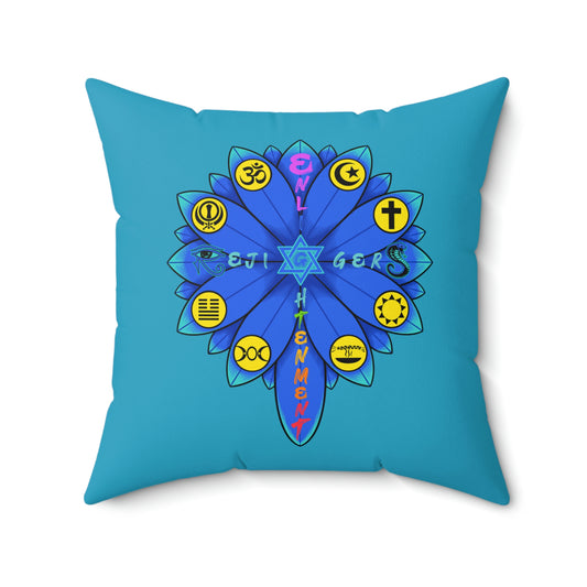 RE Blue Lotus Flower Square Pillow