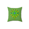 RE Green Lotus Flower Square Pillow