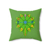 RE Green Lotus Flower Square Pillow