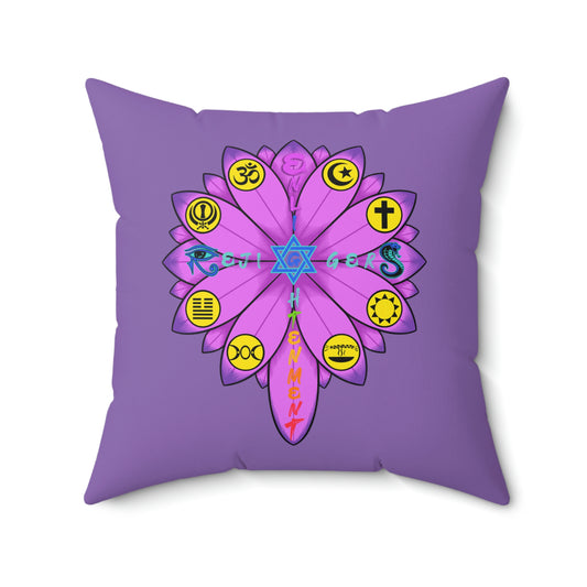 RE Lavender/Pink Lotus Flower Square Pillow