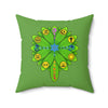 RE Green Lotus Flower Square Pillow